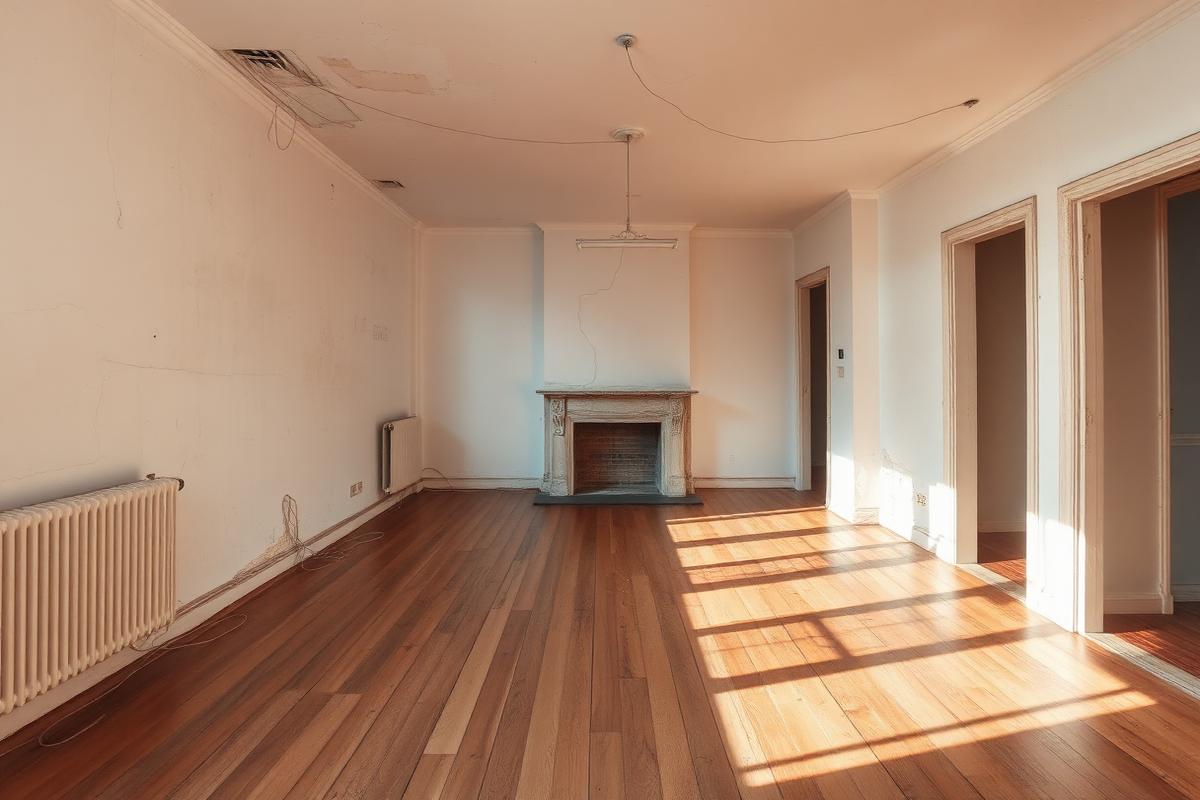 Sala de apartamento devoluto antes da remodelação em Lisboa