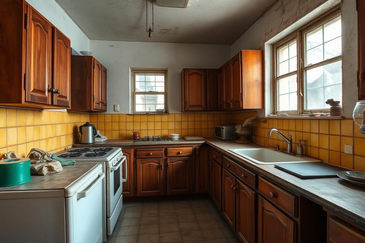 Cozinha antiga em Almada antes da remodelação