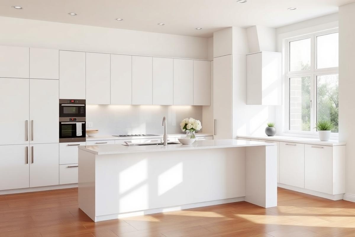 Cozinha moderna branca remodelada em Almada