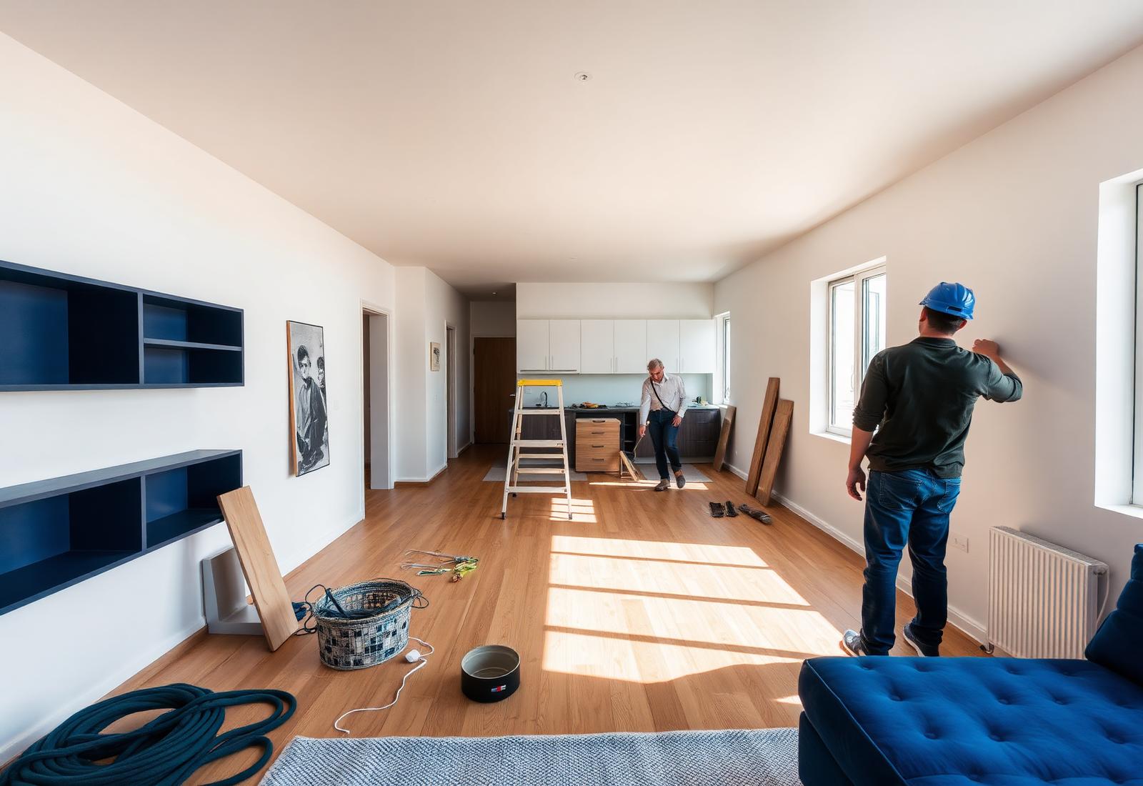 Equipa da LP Construções em remodelação de apartamento
